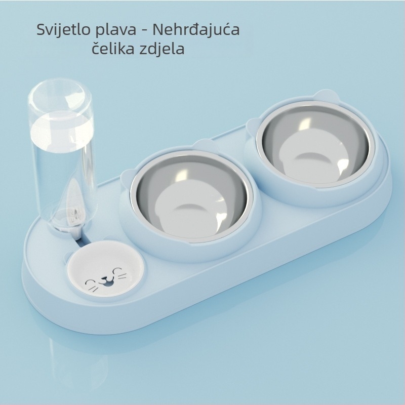 Mačja dvostruka zdjela s automatskim pićem i hranom, plastična, marka Yixin yichong