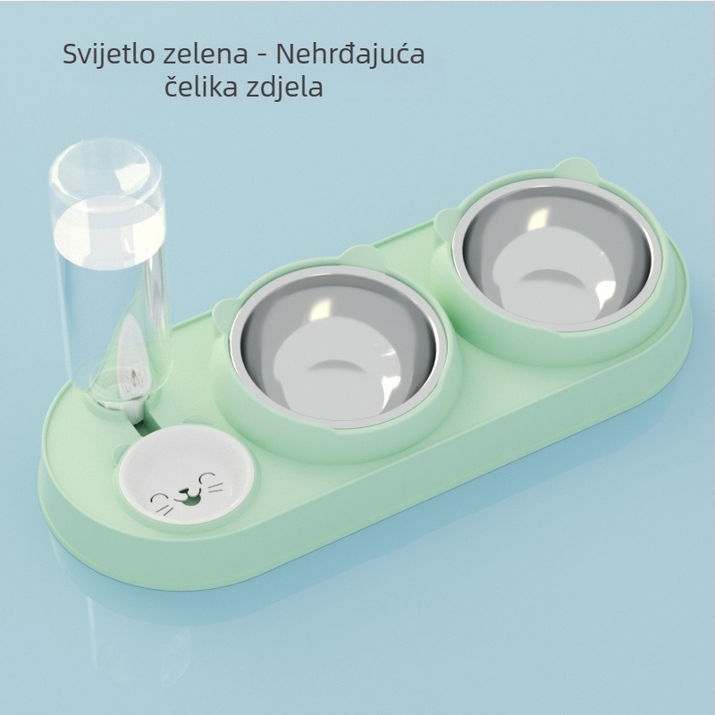 Mačja dvostruka zdjela s automatskim pićem i hranom, plastična, marka Yixin yichong