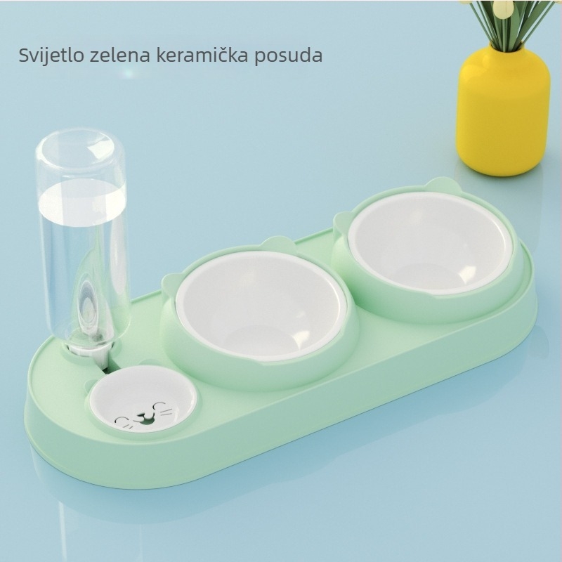 Mačja dvostruka zdjela s automatskim pićem i hranom, plastična, marka Yixin yichong