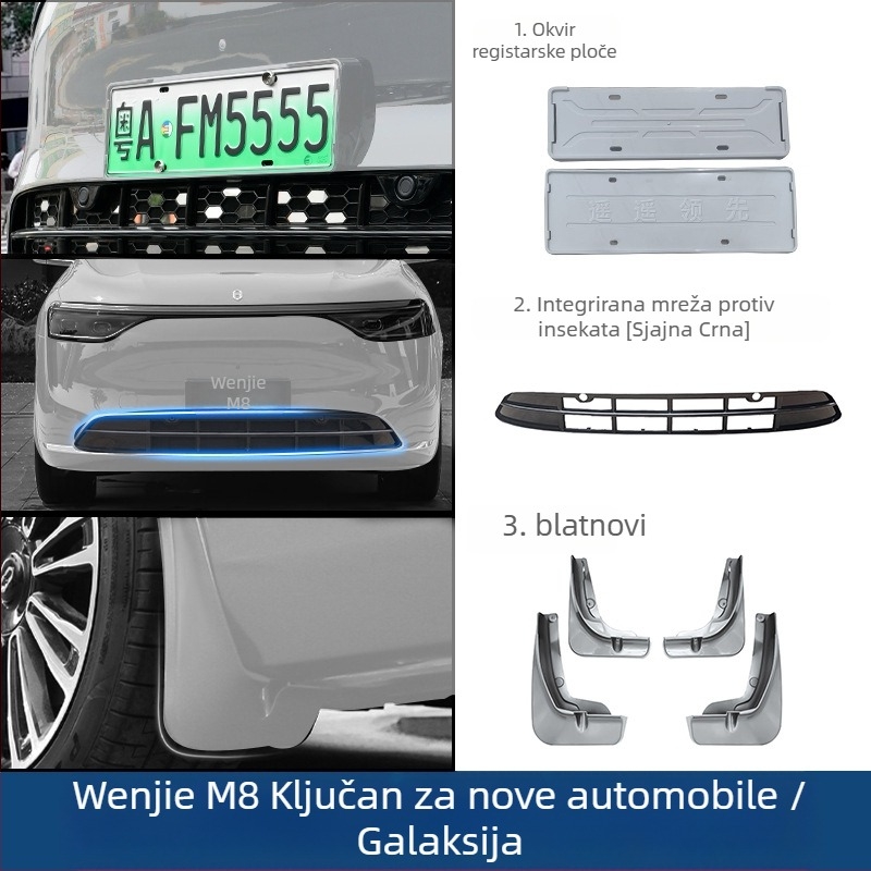 Okvir za registracijske pločice Wenjie M8 (ažurirana verzija) – plastični, okvir s cijelim rubom, kompatibilan s 25 modela Wenjie M8