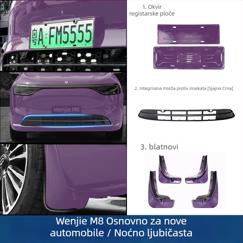 Okvir za registracijske pločice Wenjie M8 (ažurirana verzija) – plastični, okvir s cijelim rubom, kompatibilan s 25 modela Wenjie M8