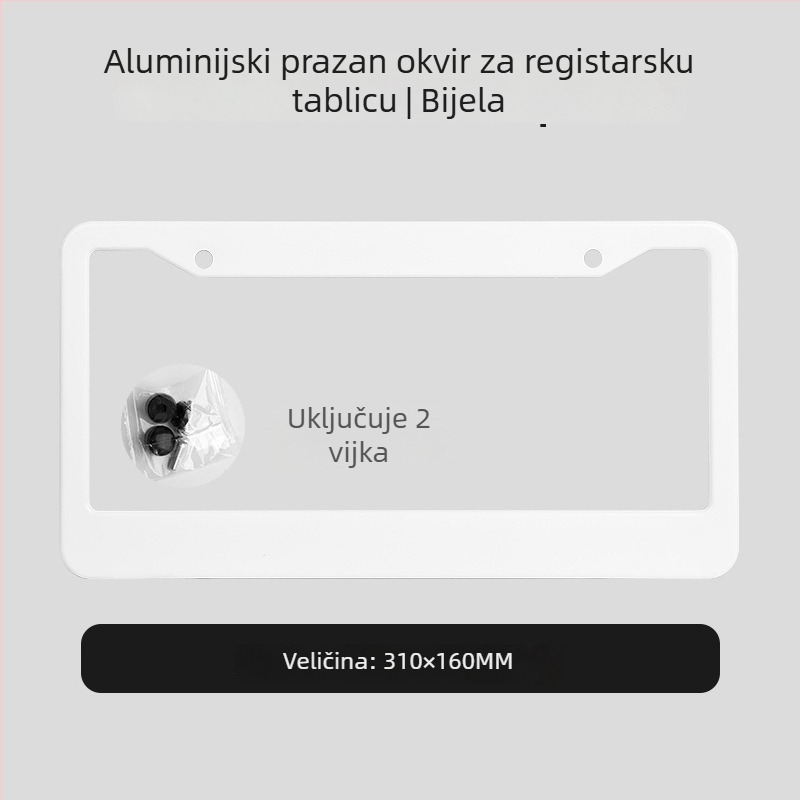 Okvir za registarsku pločicu, plastični, kompatibilan sa svim modelima, mogućnost prilagodbe