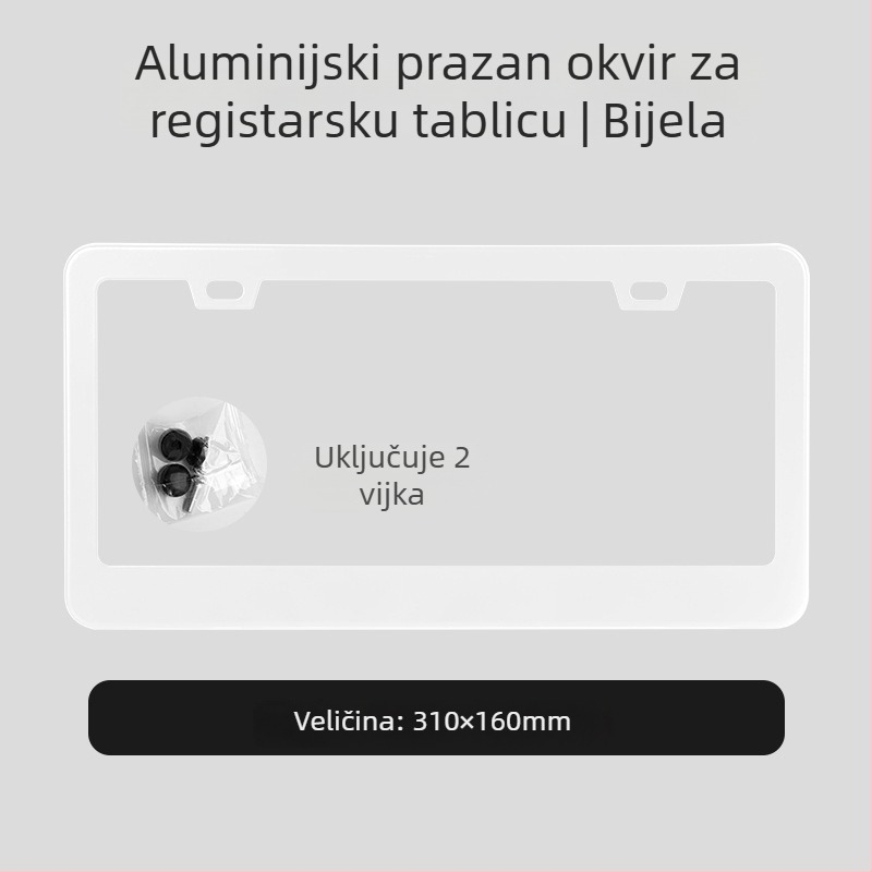 Okvir za registarsku pločicu, plastični, kompatibilan sa svim modelima, mogućnost prilagodbe