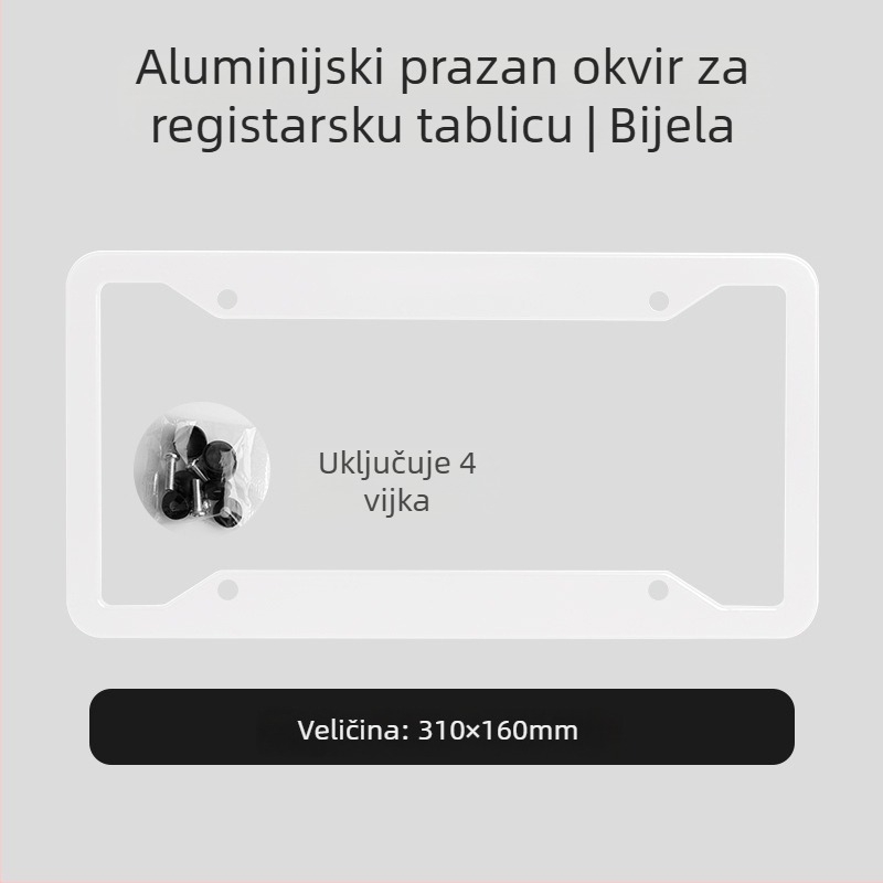 Okvir za registarsku pločicu, plastični, kompatibilan sa svim modelima, mogućnost prilagodbe