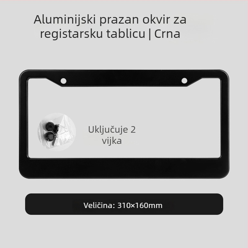 Okvir za registarsku pločicu, plastični, kompatibilan sa svim modelima, mogućnost prilagodbe