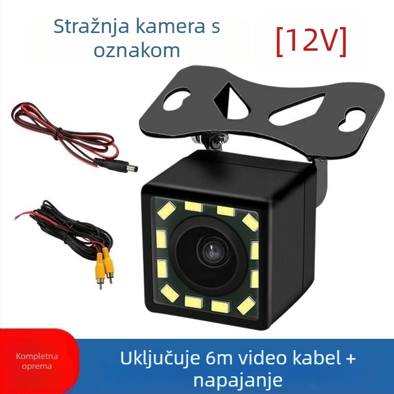 12V univerzalna automobilna kamera za stražnji pogled s infracrvenim noćnim vidom, vodootporna, nadzor stražnjeg pogleda