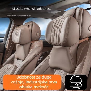Auto jastuk za glavu i vrat s memorijskom penom, umjetna koža, univerzalna prilagodba, za sve sezone, prilagodljiv