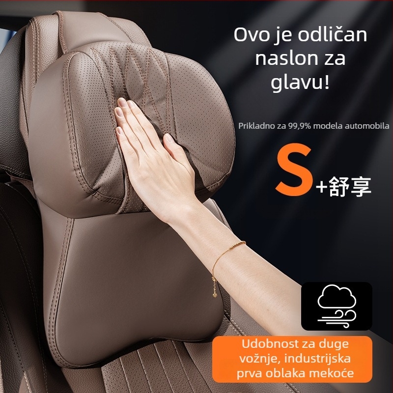 Auto jastuk za glavu i vrat s memorijskom penom, umjetna koža, univerzalna prilagodba, za sve sezone, prilagodljiv