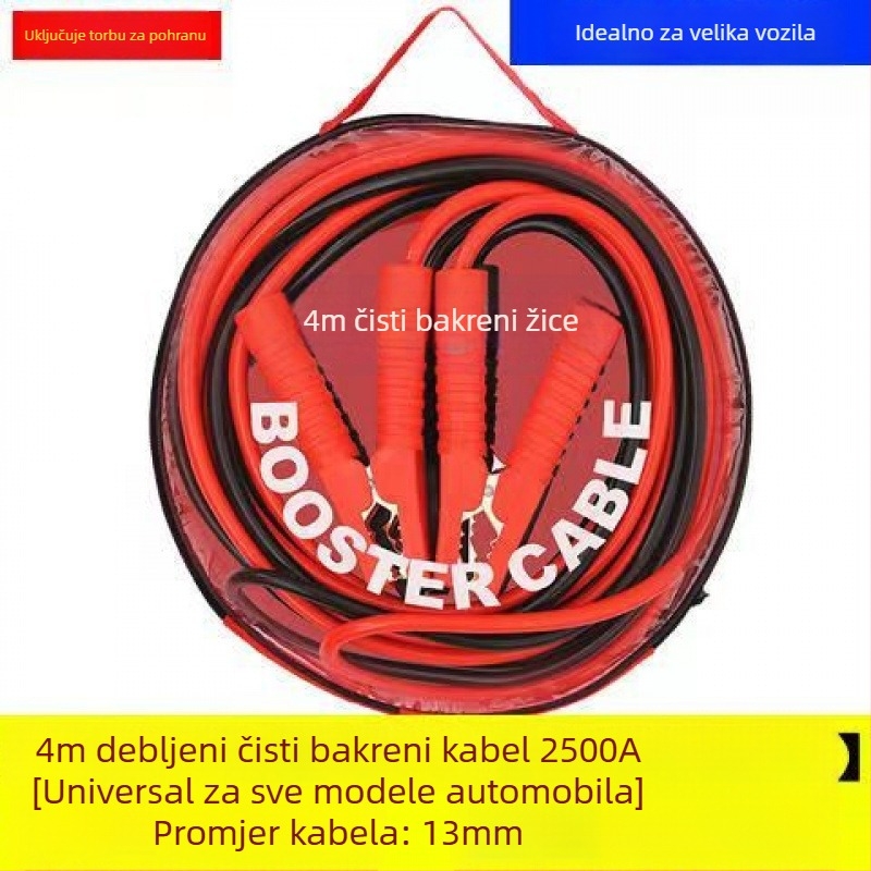 Kabel za pokretanje automobilske baterije, anti-zamrzavanje, debeli, otporni na hladnoću, čisti bakar, uzemljivački kabel