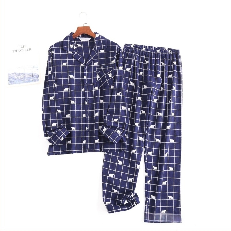 Set pidžame od 100% pamuka, flanel, s dugačkim rukavima i hlačama, srednja težina 141–160 g/m2