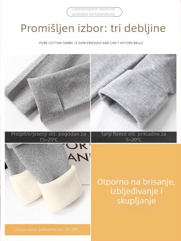 Ženske termo legice s flis podstavom, debeli materijal, poliestersko-spandeks smjesa, duljina 9/10, uski kroj
