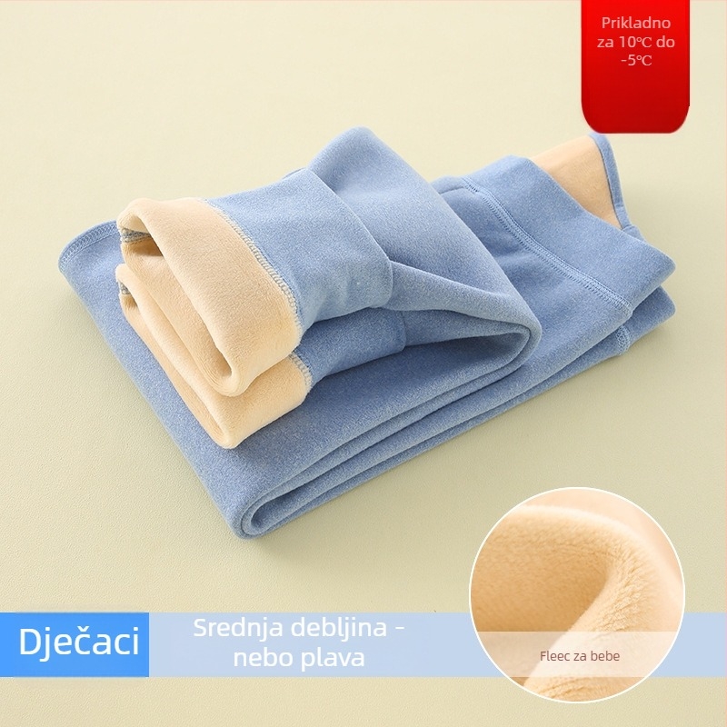 Dječje tople hlače s flisom, visok struk, jesensko-zimske, unisex, za djecu iznad 8 godina