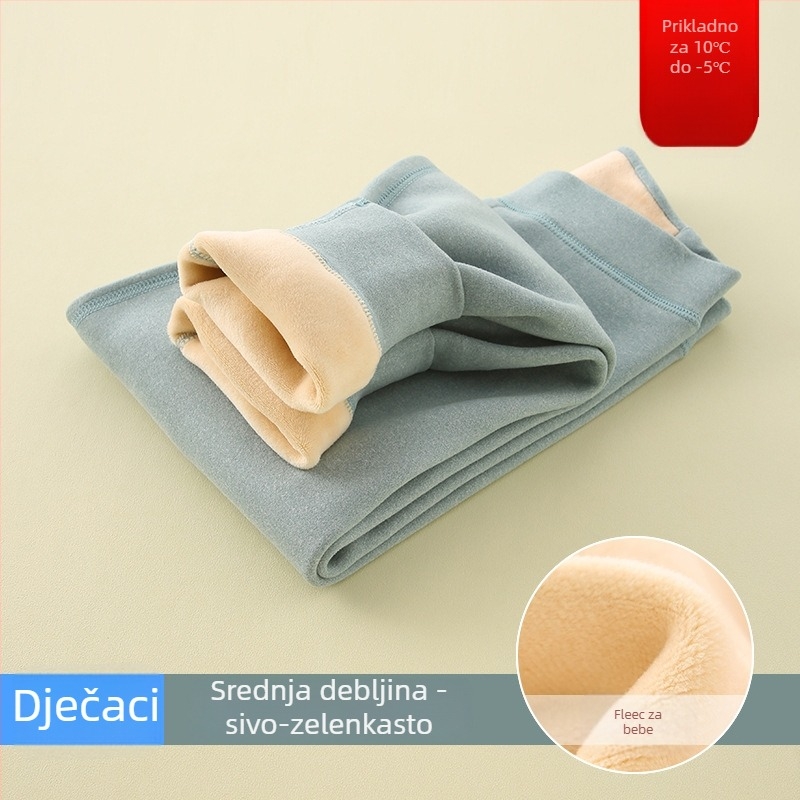 Dječje tople hlače s flisom, visok struk, jesensko-zimske, unisex, za djecu iznad 8 godina