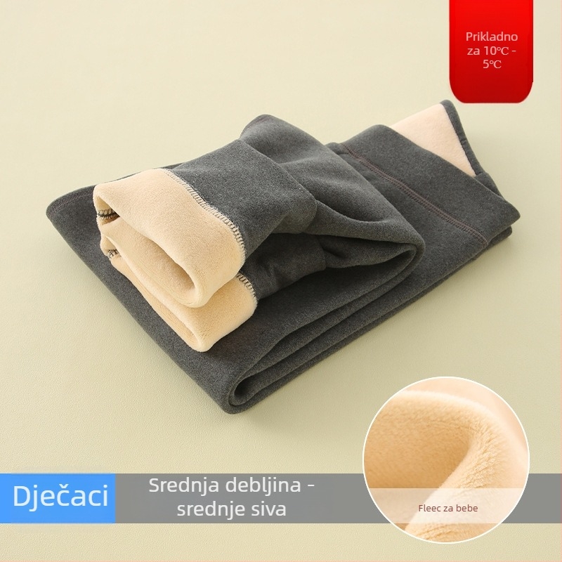 Dječje tople hlače s flisom, visok struk, jesensko-zimske, unisex, za djecu iznad 8 godina