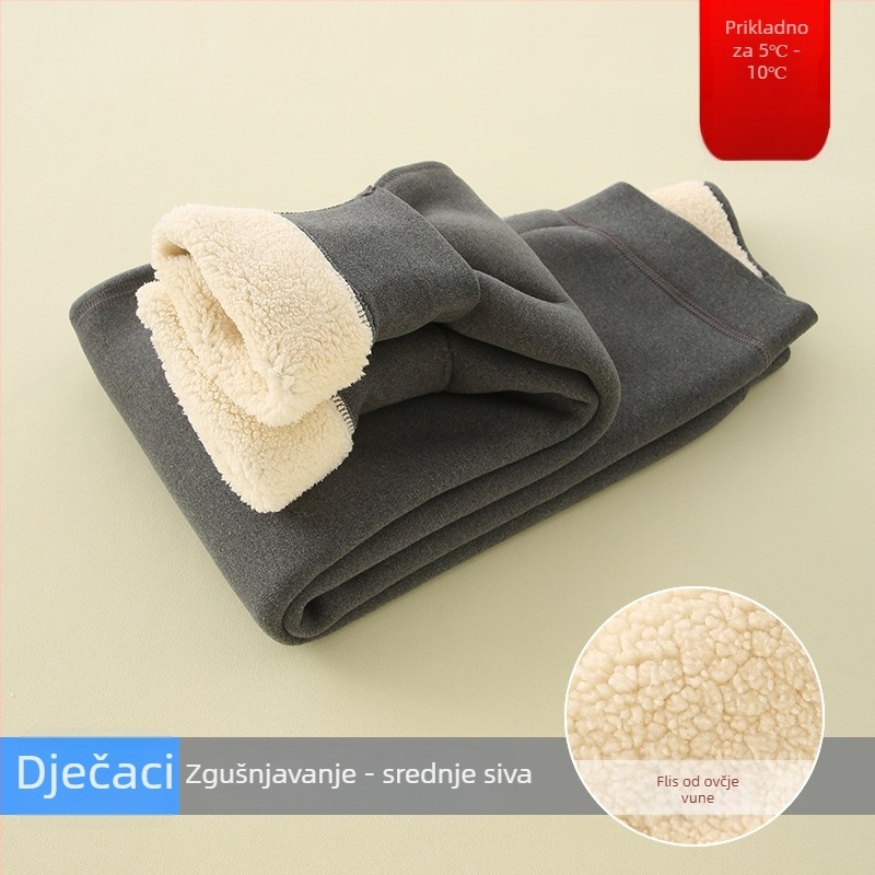 Dječje tople hlače s flisom, visok struk, jesensko-zimske, unisex, za djecu iznad 8 godina