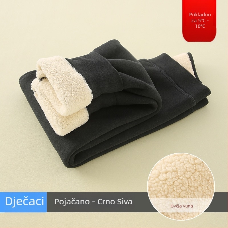 Dječje tople hlače s flisom, visok struk, jesensko-zimske, unisex, za djecu iznad 8 godina