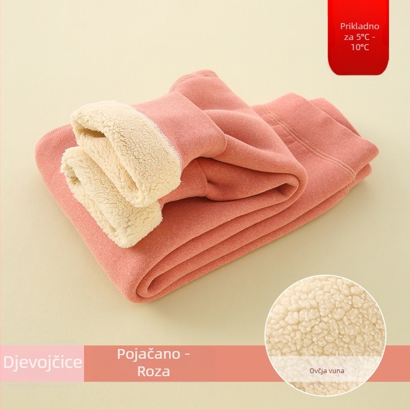 Dječje tople hlače s flisom, visok struk, jesensko-zimske, unisex, za djecu iznad 8 godina