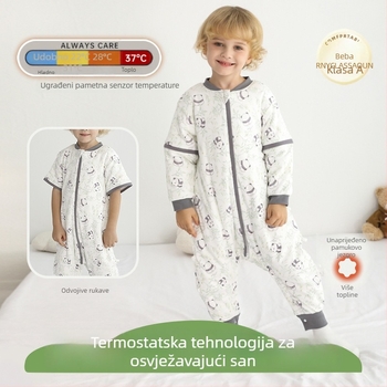 Dječji pamučni spavaći kombinezon s odvojivim rukavima, jesensko-zimsko, regulacija temperature, s odvojenim nogama, crtani motiv