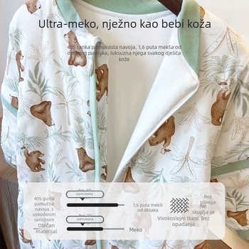Dječji pamučni spavaći kombinezon s odvojivim rukavima, jesensko-zimsko, regulacija temperature, s odvojenim nogama, crtani motiv