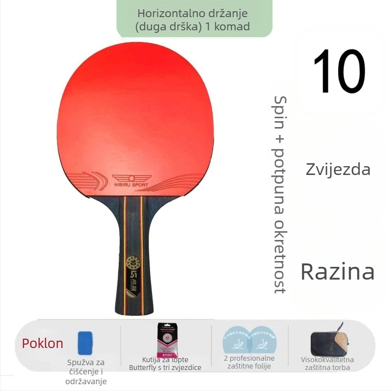 Stolnoteniski reketa, dvostrana guma visoke elastičnosti, karbonska ploča, direktni udar, trening set za studente i odrasle