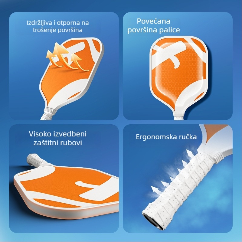 Set reketa za pickleball za početnike – vanjski trening za djecu, Fiberglass, 200 g, Feltun