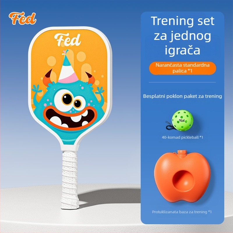 Set reketa za pickleball za početnike – vanjski trening za djecu, Fiberglass, 200 g, Feltun