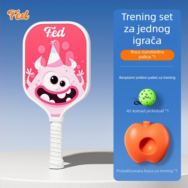 Set reketa za pickleball za početnike – vanjski trening za djecu, Fiberglass, 200 g, Feltun