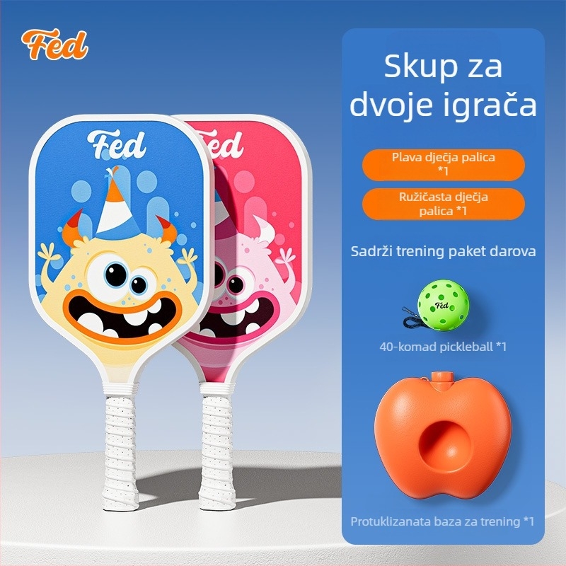 Set reketa za pickleball za početnike – vanjski trening za djecu, Fiberglass, 200 g, Feltun