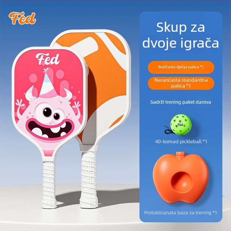 Set reketa za pickleball za početnike – vanjski trening za djecu, Fiberglass, 200 g, Feltun
