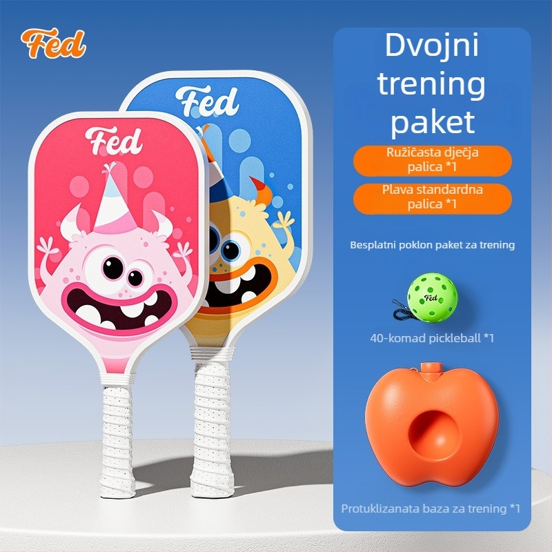 Set reketa za pickleball za početnike – vanjski trening za djecu, Fiberglass, 200 g, Feltun