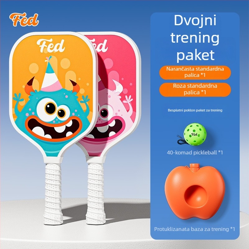 Set reketa za pickleball za početnike – vanjski trening za djecu, Fiberglass, 200 g, Feltun