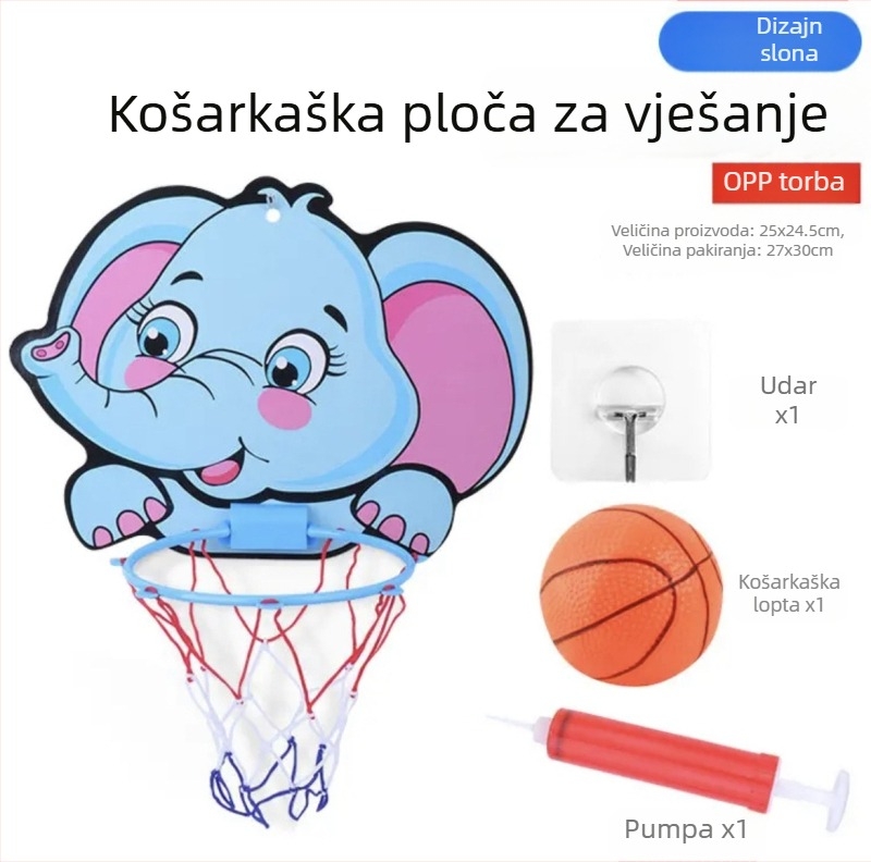 Dječji koš za košarku na zid, bez bušenja, unutarnja upotreba, podesiva, tiha igračka s loptom
