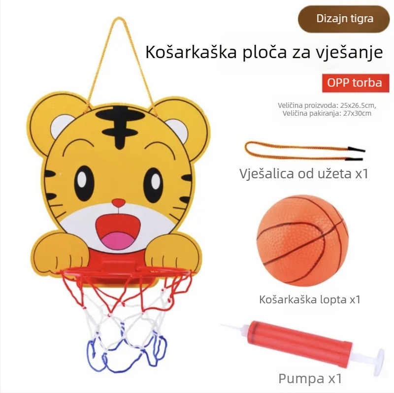 Dječji koš za košarku na zid, bez bušenja, unutarnja upotreba, podesiva, tiha igračka s loptom