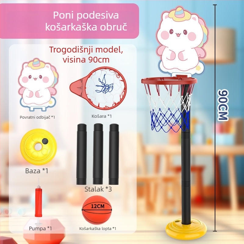 Dječji koš za košarku na zid, bez bušenja, unutarnja upotreba, podesiva, tiha igračka s loptom