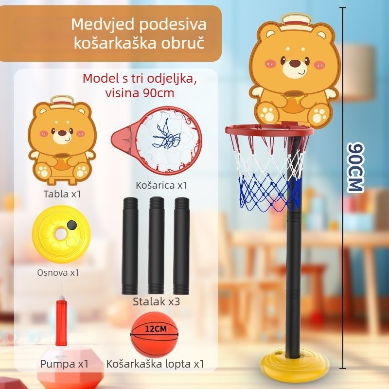 Dječji koš za košarku na zid, bez bušenja, unutarnja upotreba, podesiva, tiha igračka s loptom