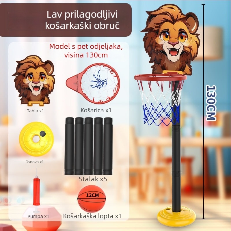 Dječji koš za košarku na zid, bez bušenja, unutarnja upotreba, podesiva, tiha igračka s loptom