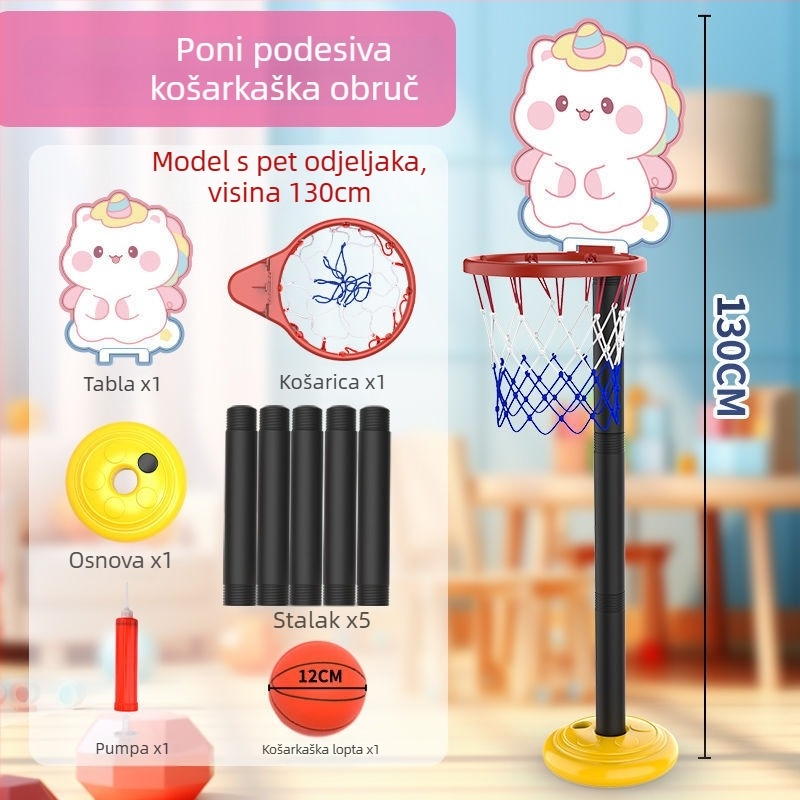 Dječji koš za košarku na zid, bez bušenja, unutarnja upotreba, podesiva, tiha igračka s loptom