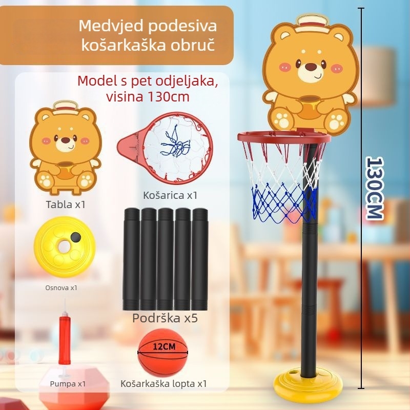 Dječji koš za košarku na zid, bez bušenja, unutarnja upotreba, podesiva, tiha igračka s loptom