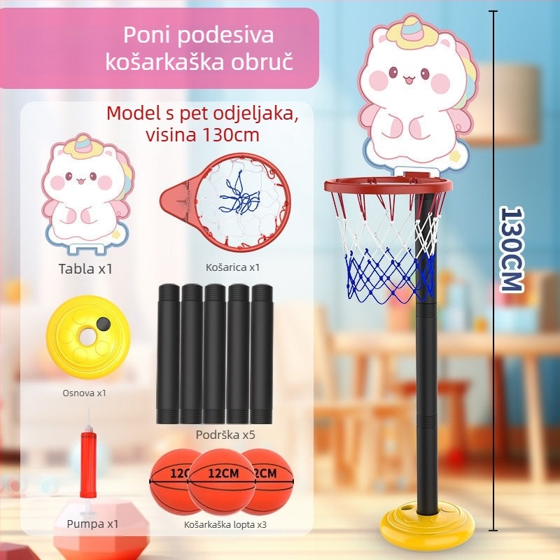 Dječji koš za košarku na zid, bez bušenja, unutarnja upotreba, podesiva, tiha igračka s loptom