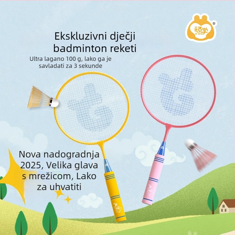 Dječji set raketa za badminton – ultralagan, 95–100 g; okvir od željezne legure; direktan udarac; za djecu; igru na otvorenom