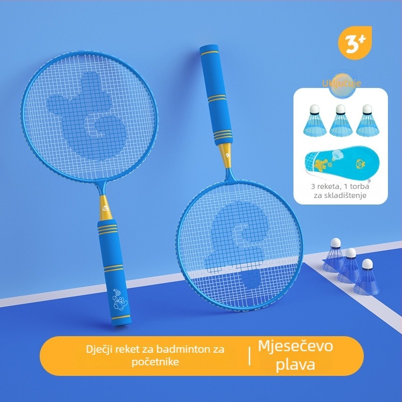 Dječji set raketa za badminton – ultralagan, 95–100 g; okvir od željezne legure; direktan udarac; za djecu; igru na otvorenom