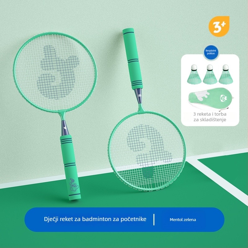 Dječji set raketa za badminton – ultralagan, 95–100 g; okvir od željezne legure; direktan udarac; za djecu; igru na otvorenom