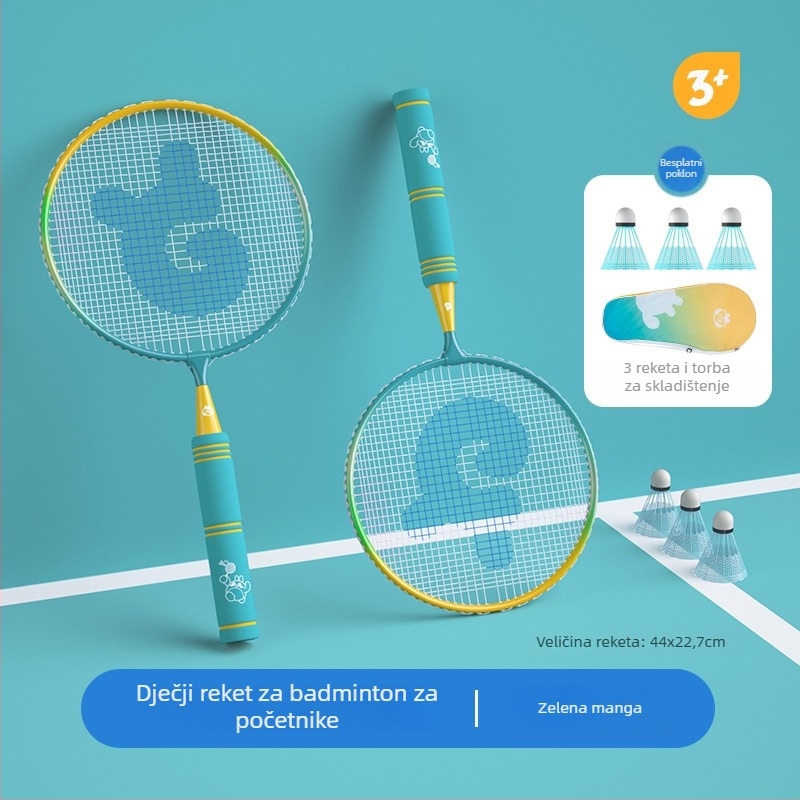 Dječji set raketa za badminton – ultralagan, 95–100 g; okvir od željezne legure; direktan udarac; za djecu; igru na otvorenom