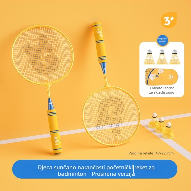 Dječji set raketa za badminton – ultralagan, 95–100 g; okvir od željezne legure; direktan udarac; za djecu; igru na otvorenom