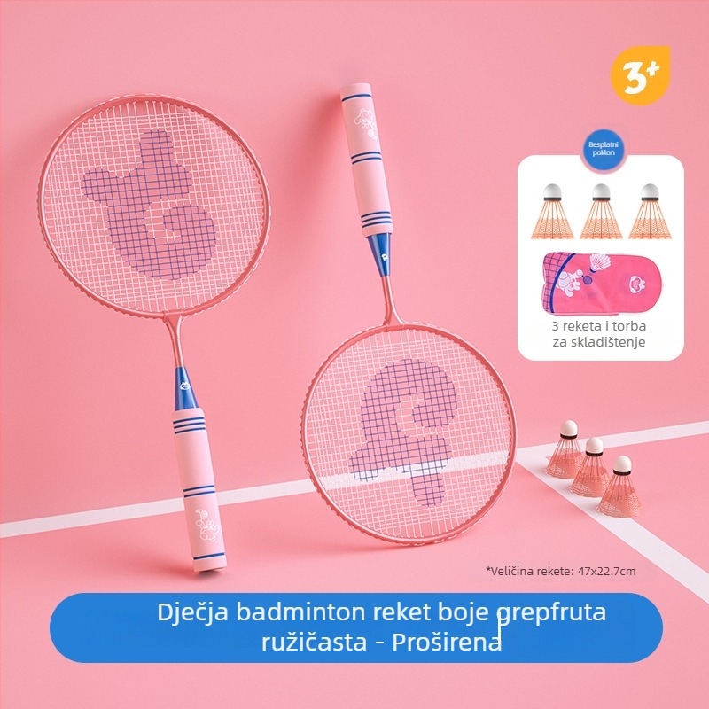 Dječji set raketa za badminton – ultralagan, 95–100 g; okvir od željezne legure; direktan udarac; za djecu; igru na otvorenom