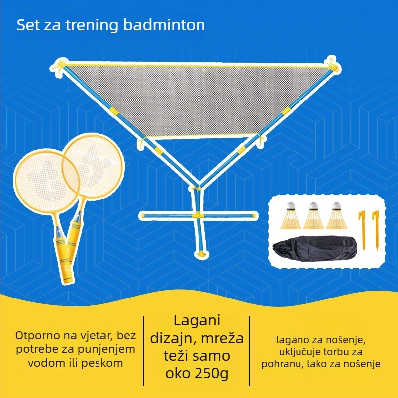 Dječji set raketa za badminton – ultralagan, 95–100 g; okvir od željezne legure; direktan udarac; za djecu; igru na otvorenom