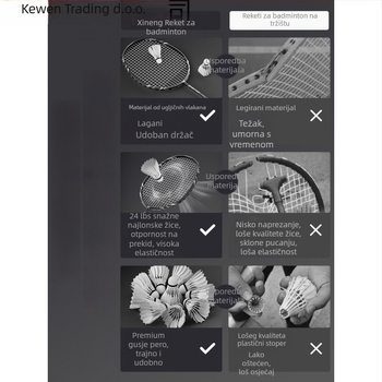 Badminton reketa – Kewen, okvir od karbonskih vlakana, težina 75–79 g, debljina ručke G-3, srednja tvrdoća