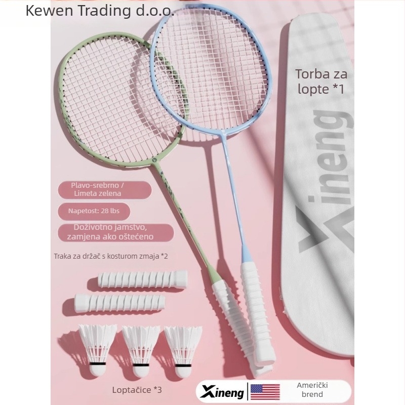 Badminton reketa – Kewen, okvir od karbonskih vlakana, težina 75–79 g, debljina ručke G-3, srednja tvrdoća