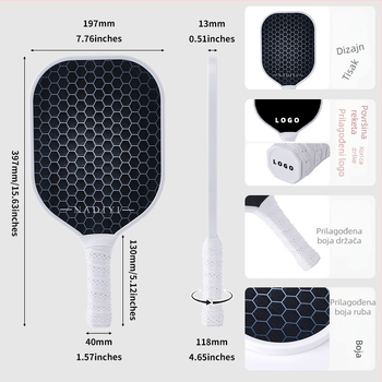 Set pickleball palica od fiberglasa, 220 g, Napyi, pakiranje po potrebi