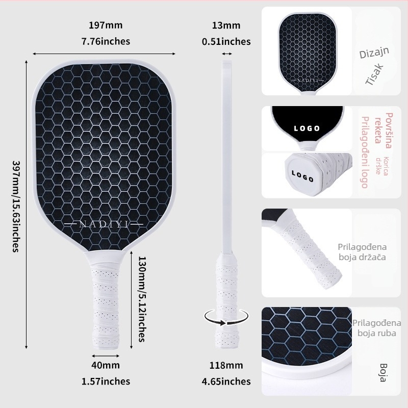 Set pickleball palica od fiberglasa, 220 g, Napyi, pakiranje po potrebi